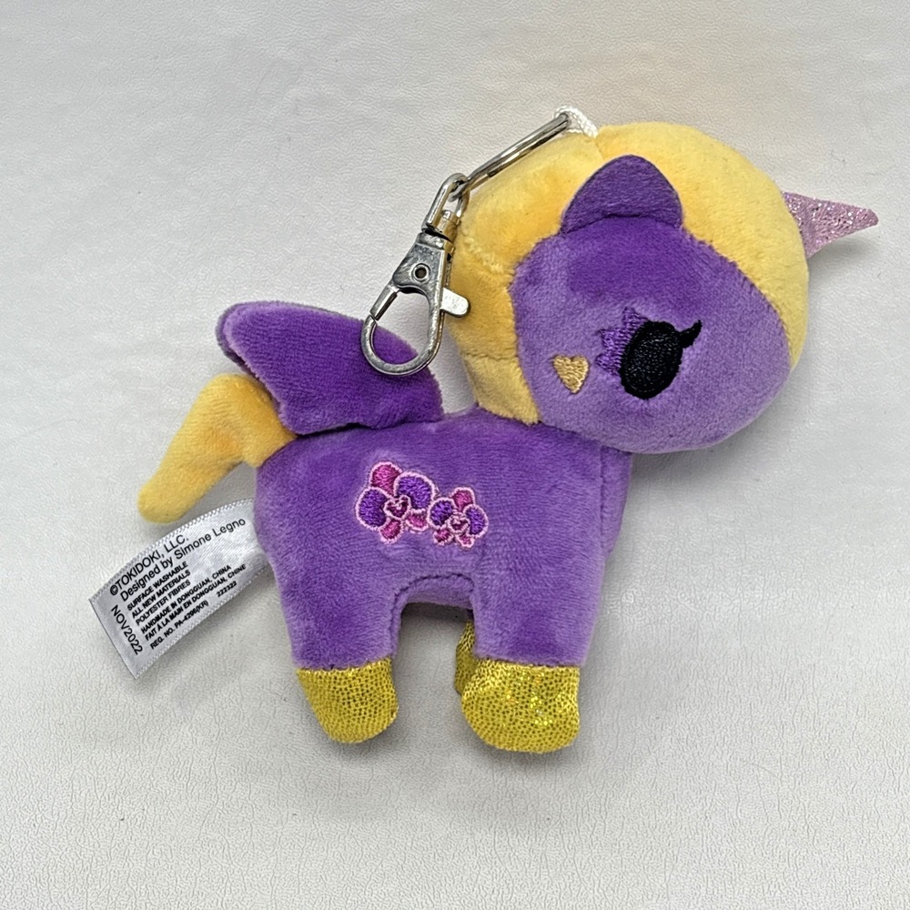 Tokidoki Flower‎ Power 4" Orchid Unicorno Plush Stuffed Keychain Backpack Charm